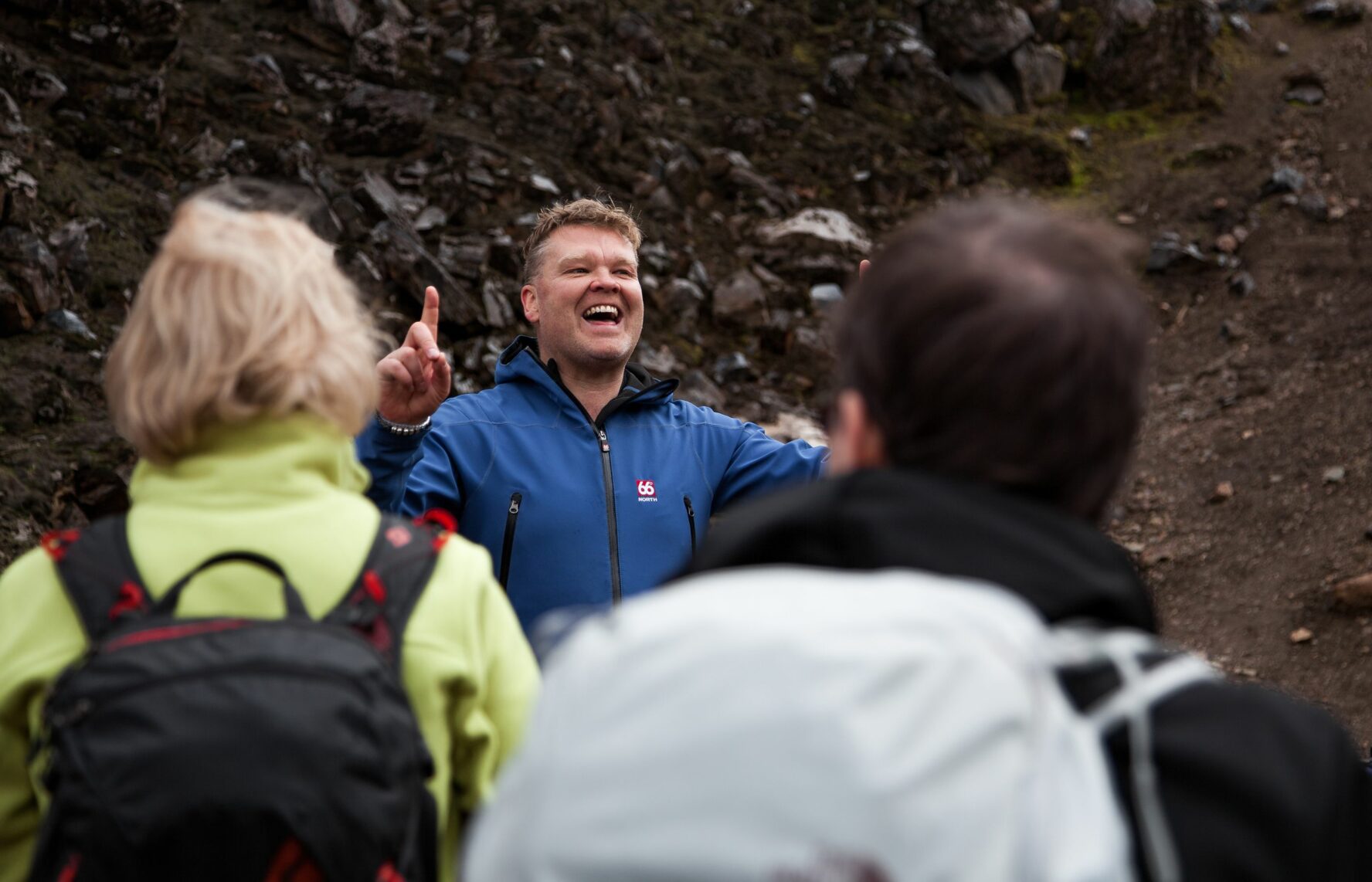 A guide talking to a group of people