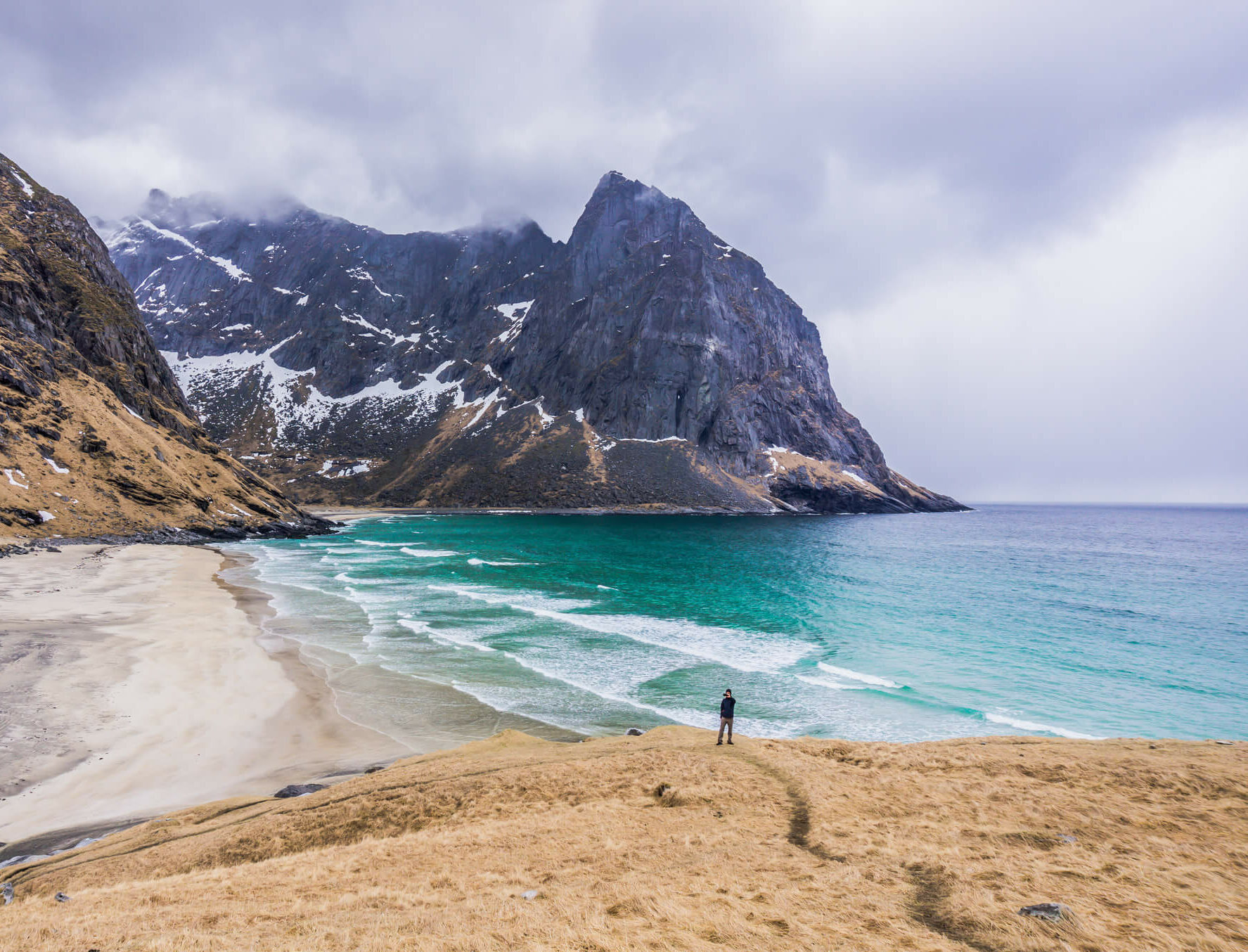 A beautiful sandy beach on the Lofoten Islands.