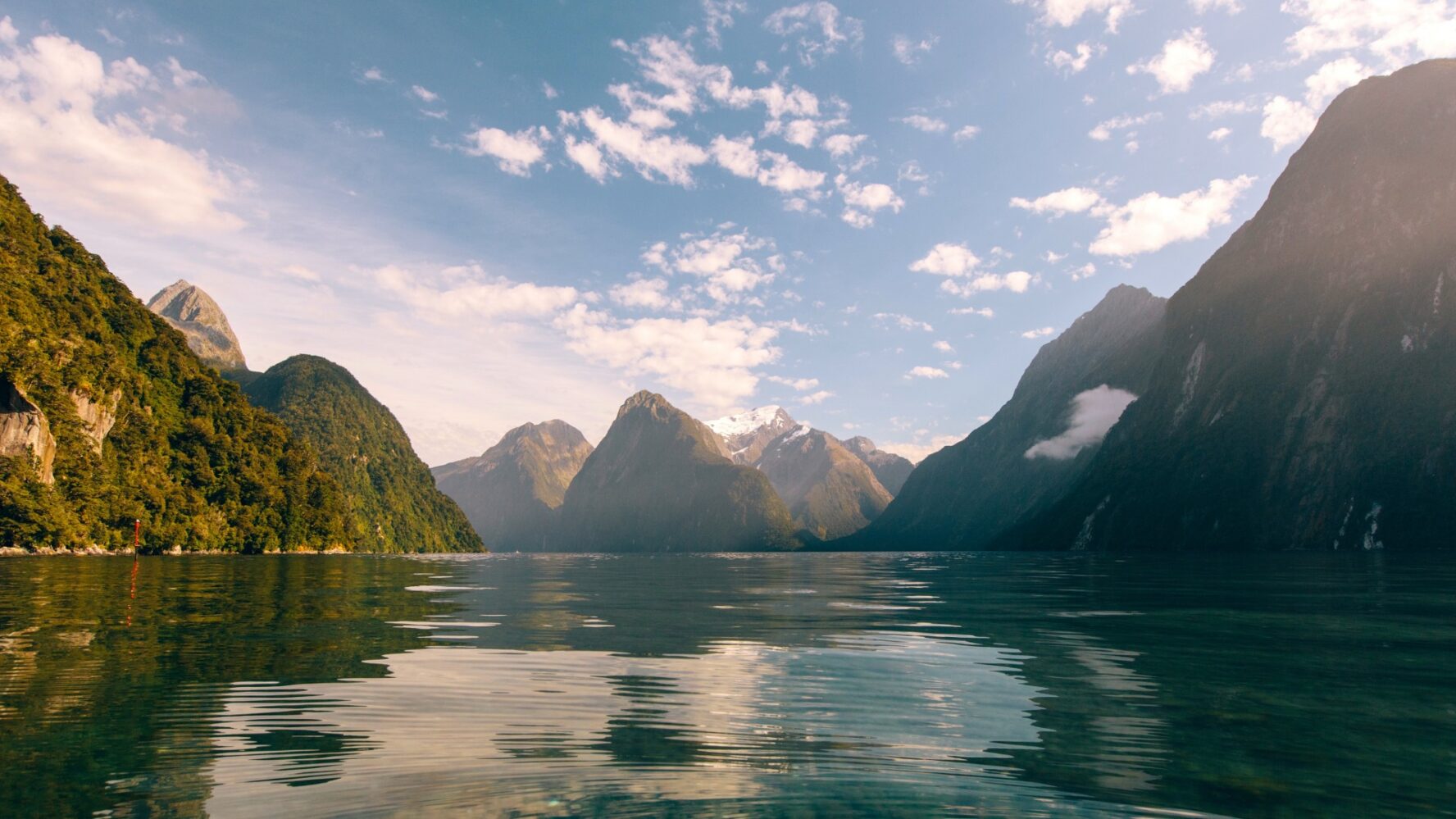The water and the vistas in Milford Sound, New Zealand