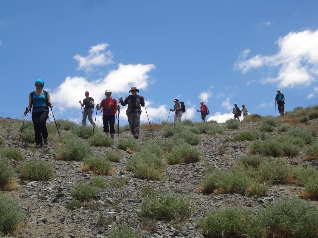 Trekkers descending on the Sham Valley trek