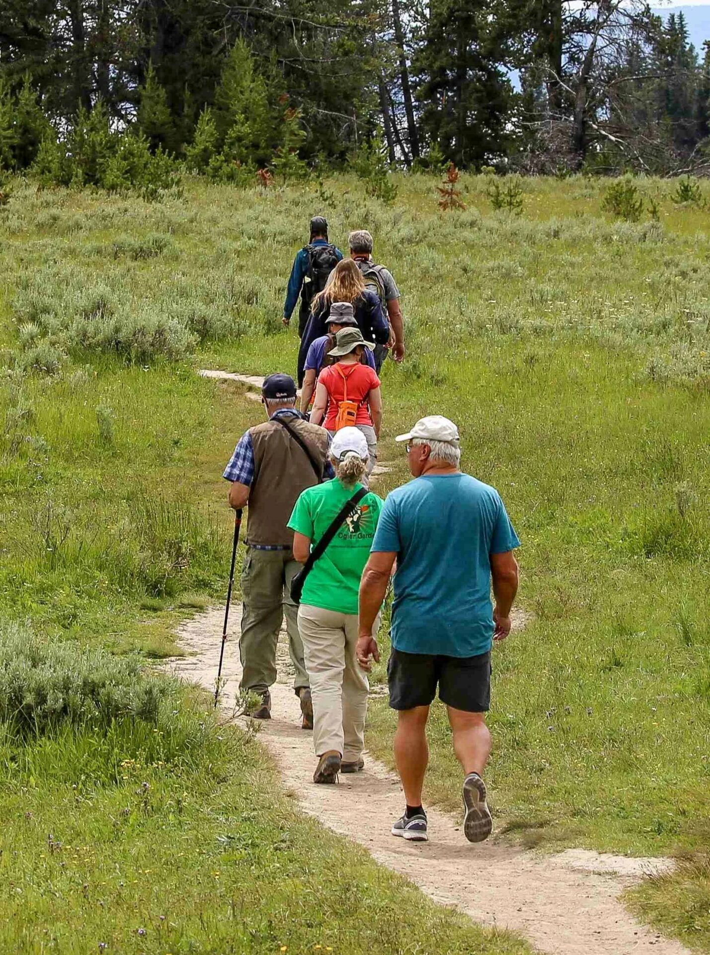 A Yellowstone hiking group starting from the Gardiner entrance to the park.