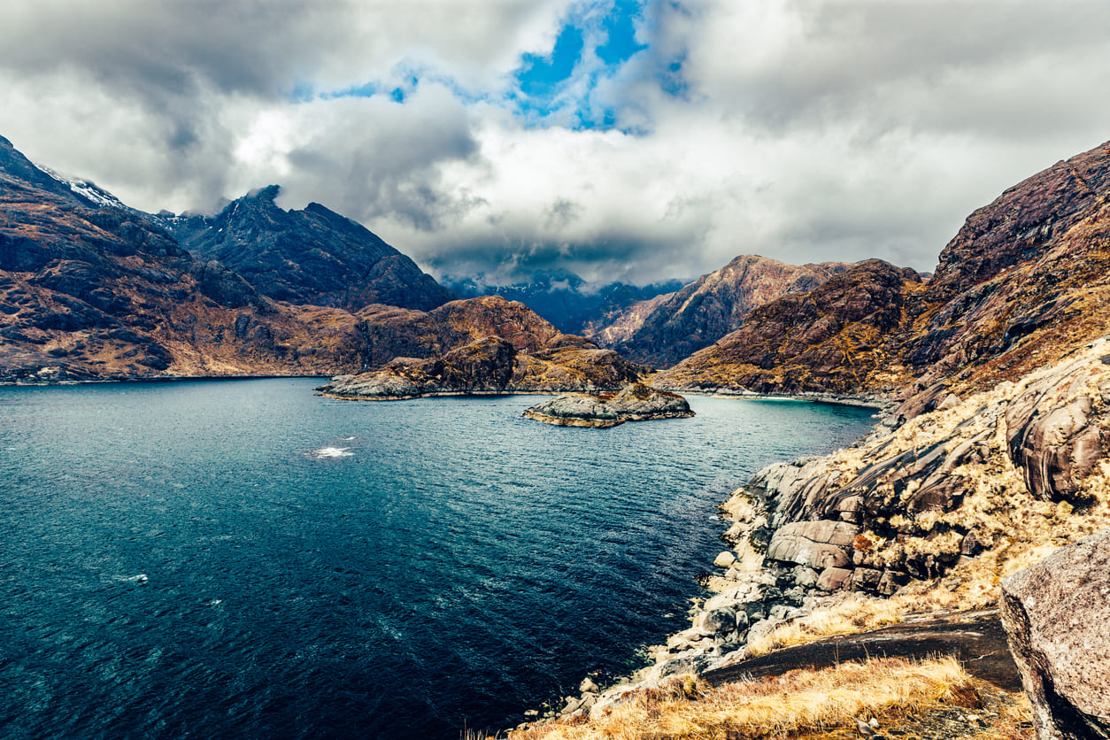 Loch Coruisk and the background of the Cuillin Hills