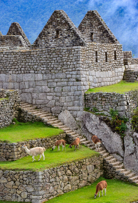 Machu Picchu view from above with clouds