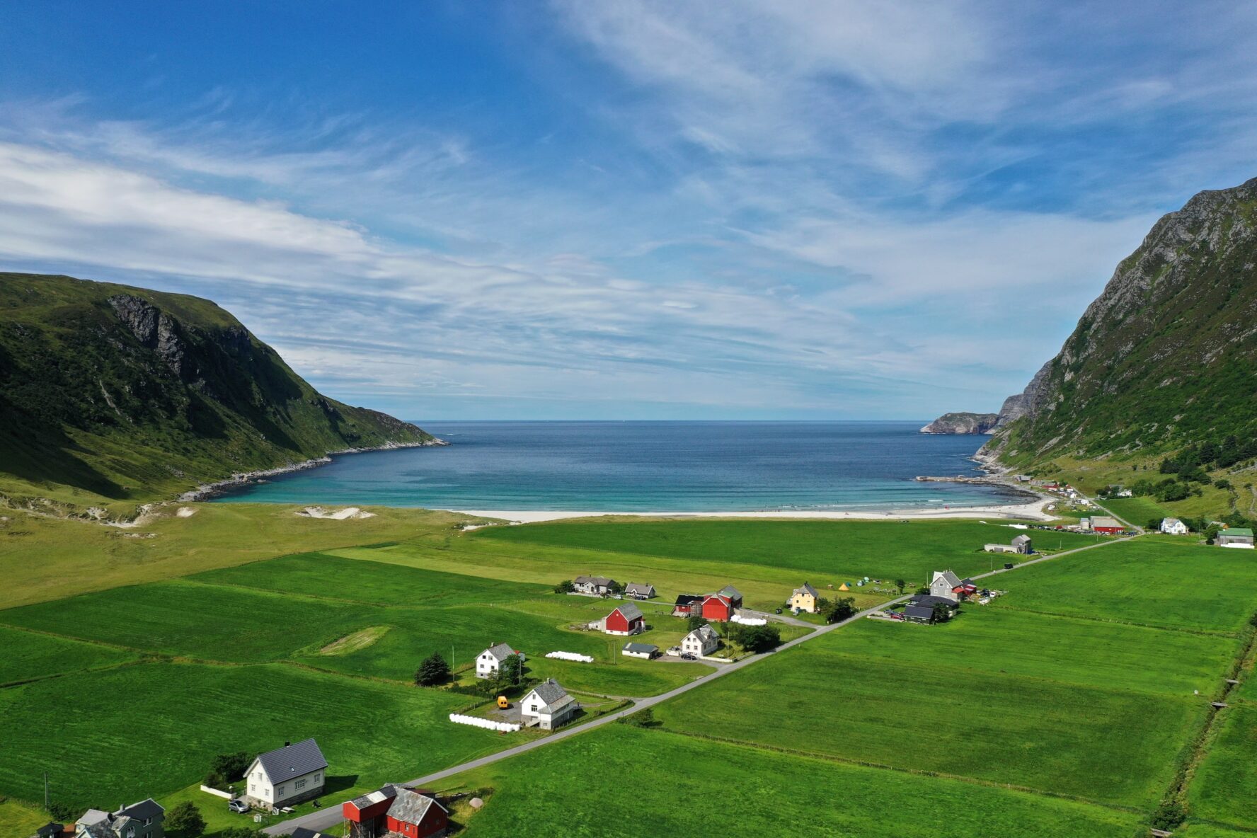 An overview of the town of Hoddevik, Western Norway