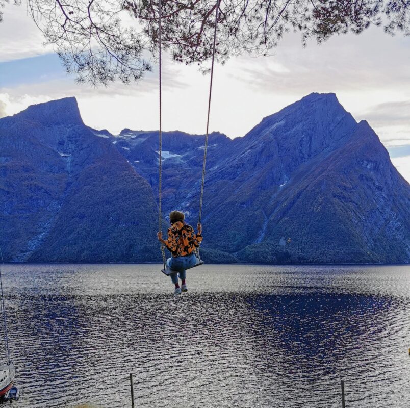 A swingset by the sea in Norway