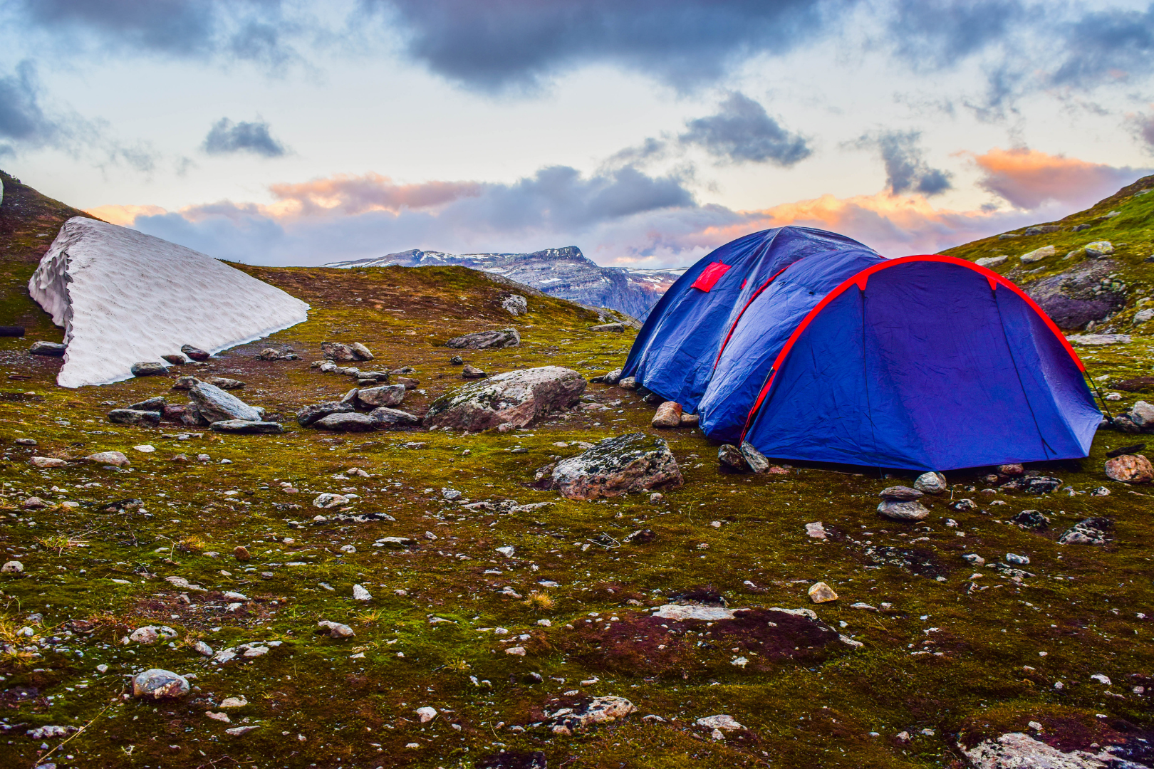 Colorful tents on a clearing in Western Norway