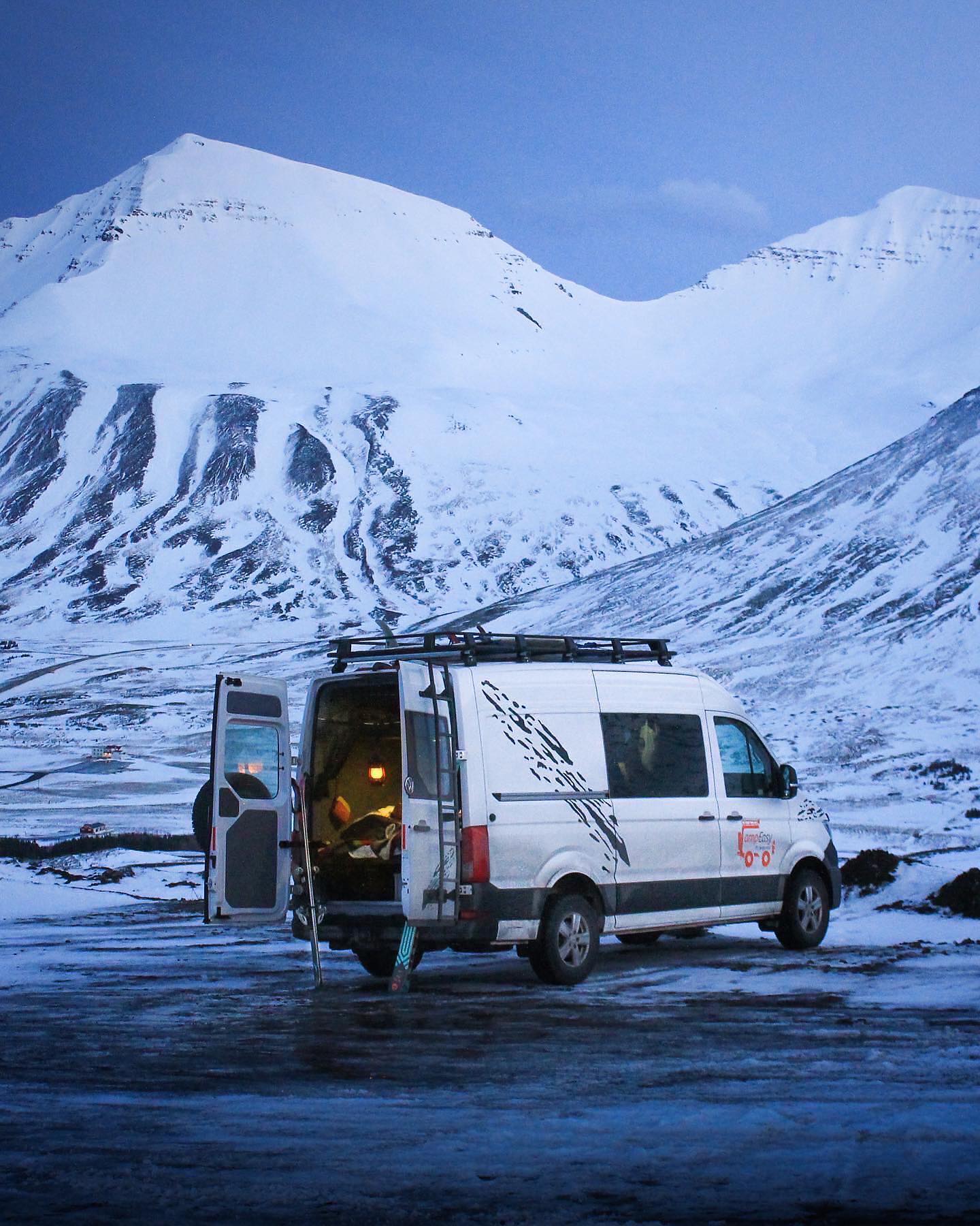 4x4 van under the mountains.