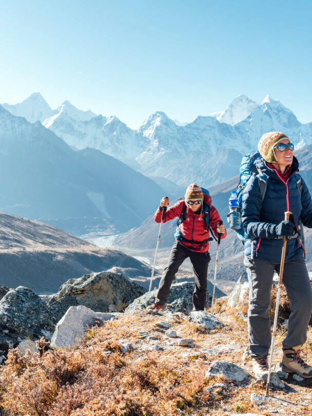 A hiker soaking up views near Gorakshep and Everest Base Camp