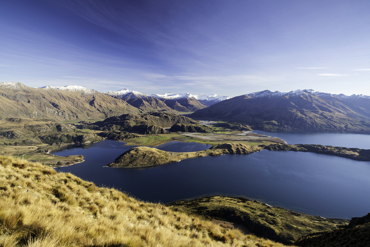 View of the stunningly blue Lake Wanaka from Roys Peak