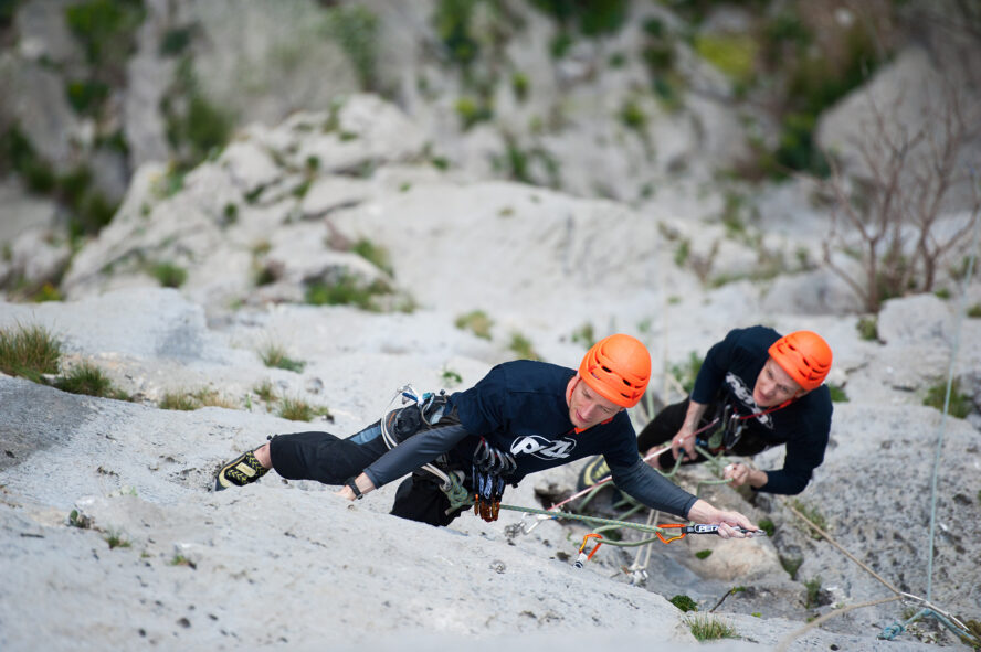 Perica and Jurica Levatić during the the big wall speed climbing competition in Paklenica.