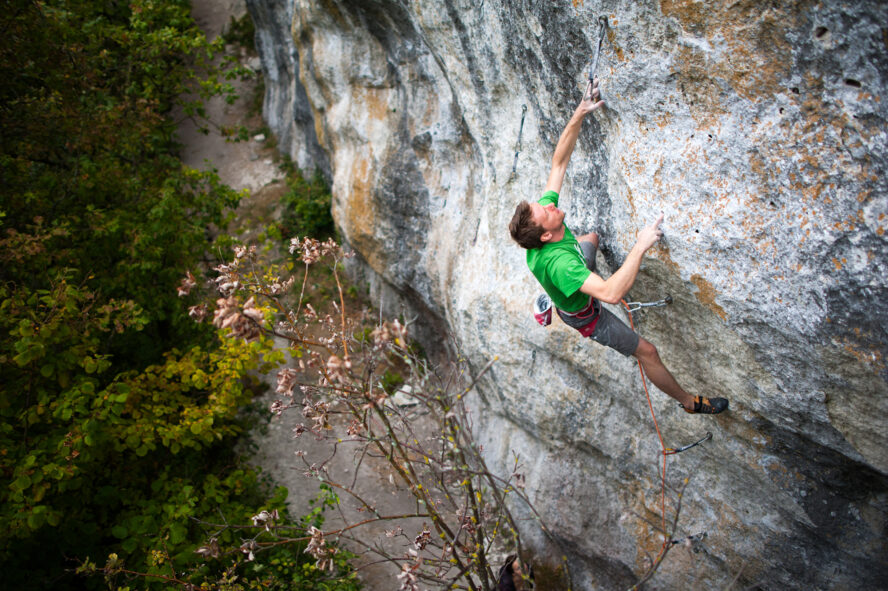 Jurica Levatić climbing Chuck Norris (8b+) at Pokojec, Croatia. 