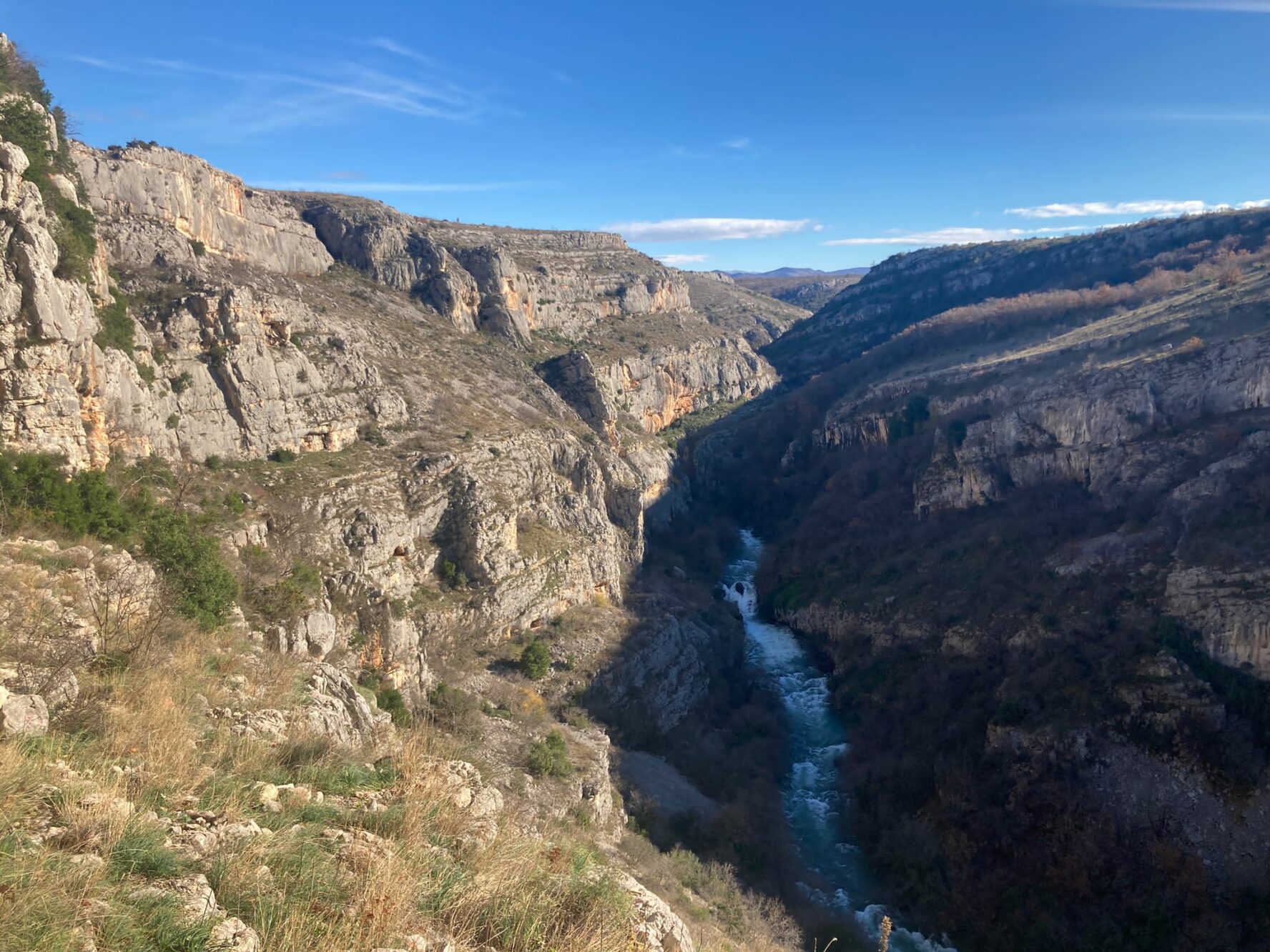 The Čikola canyon with sunny and shady side.