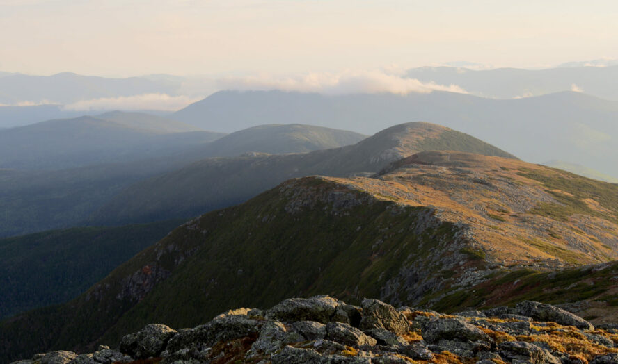  Ridgeline of the Presidential Traverse as the sun is setting.
