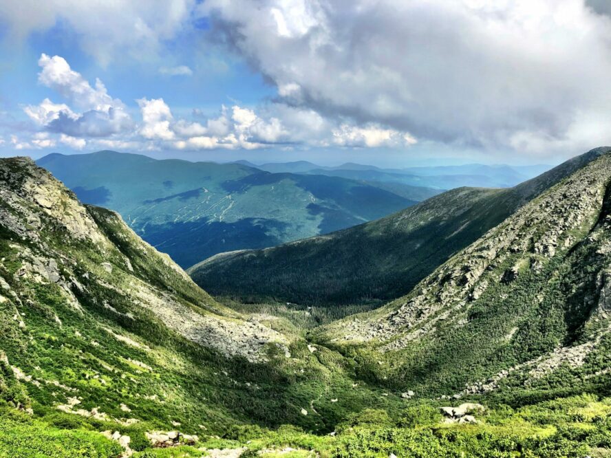 Tuckerman Ravine on the southeast face of Mt. Washington in New Hampshire in the summer.
