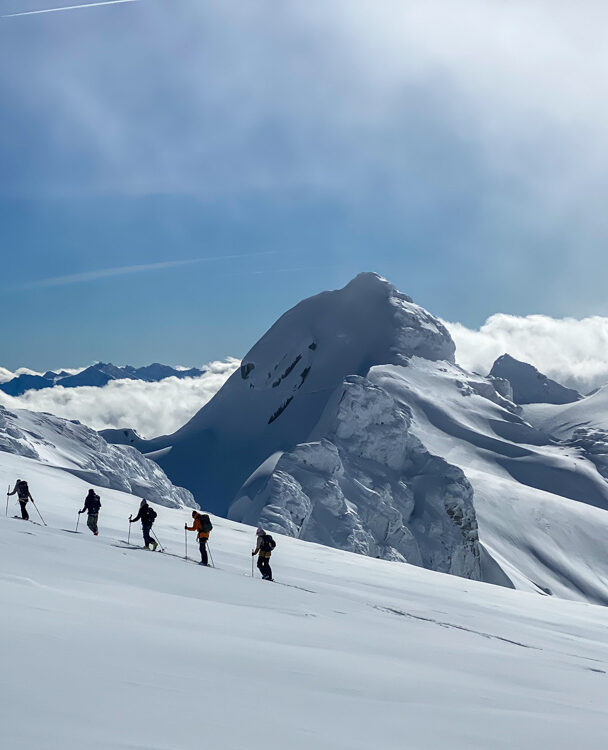 Backcountry skiing tour at the Harrison Hut