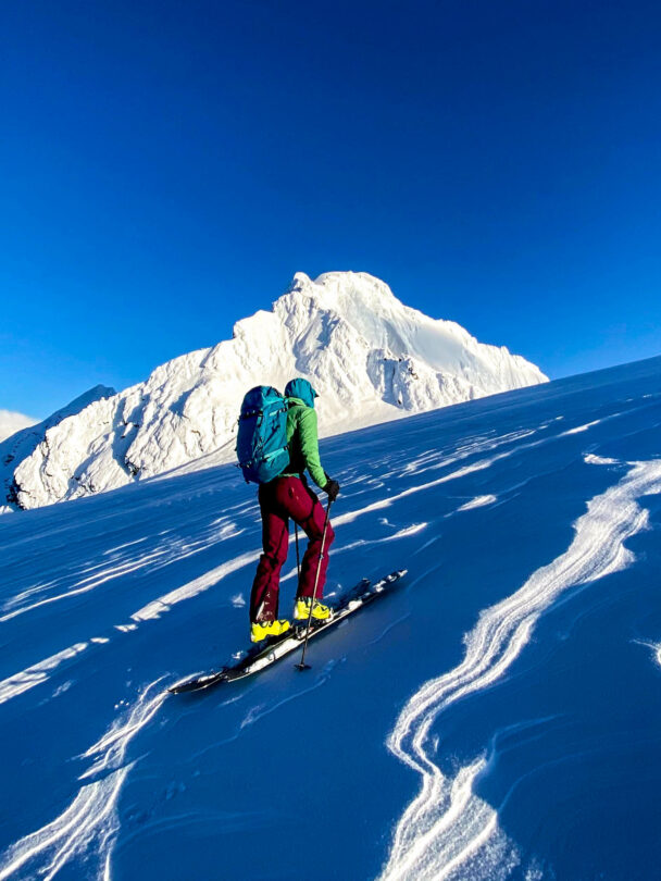 Backcountry skiing at the Haberl Hut.