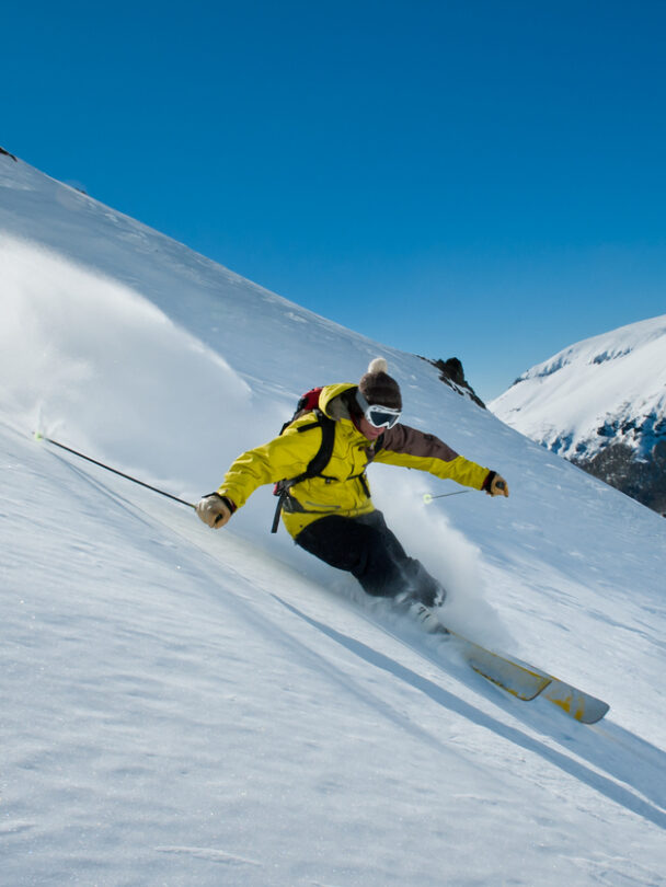 Backcountry skiing in Chilean Patagonia.
