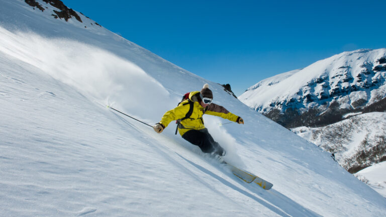 Backcountry skiing in Chilean Patagonia.