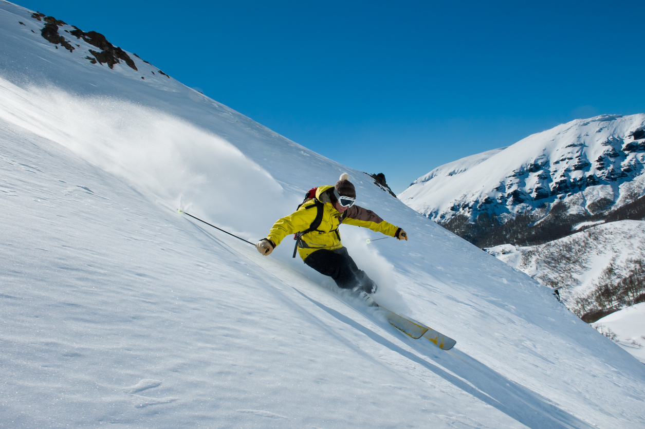Backcountry skiing in Chilean Patagonia.