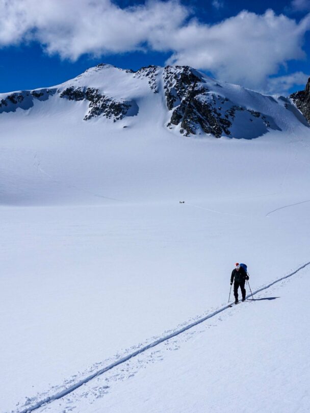 Backcountry skiing at the Kees and Clair Hut