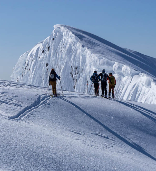Backcountry skiing at the Kees and Clair Hut