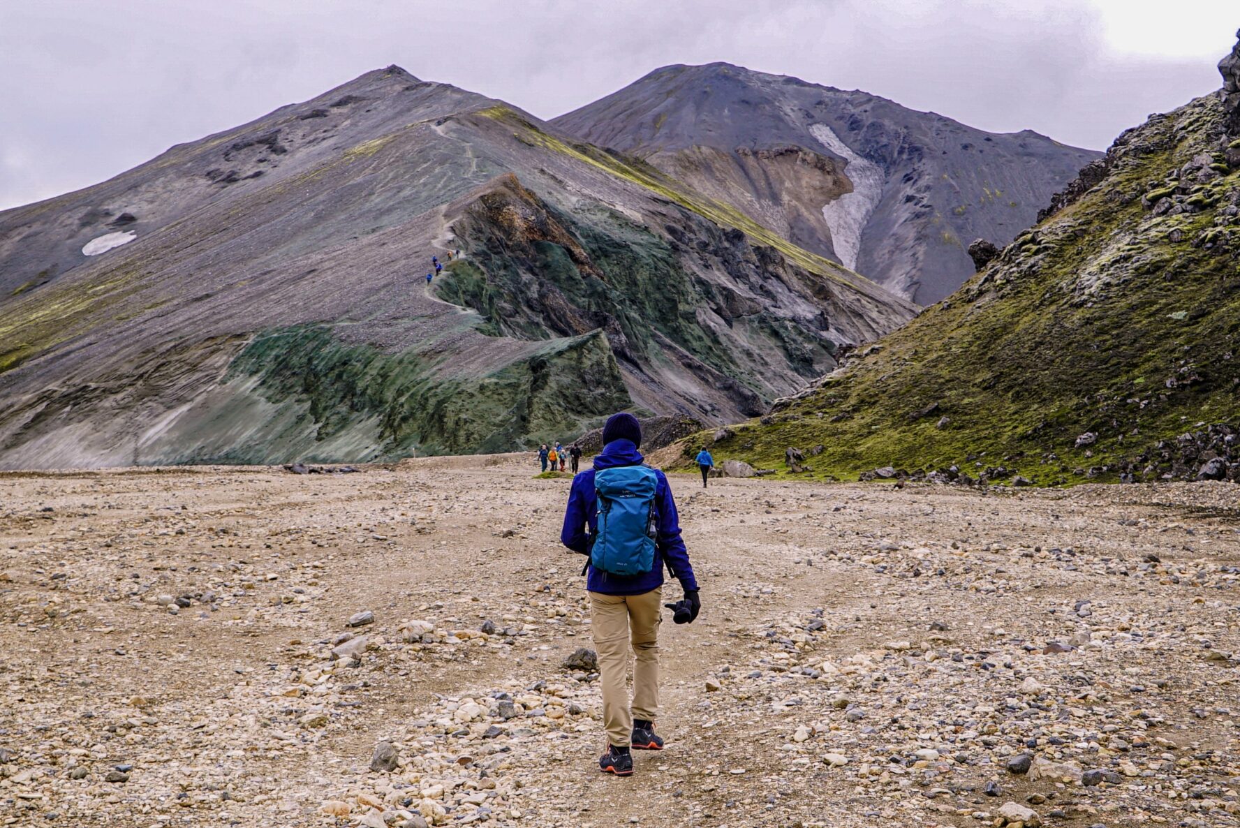 A man hiking through the Green Ravine, Graenagil