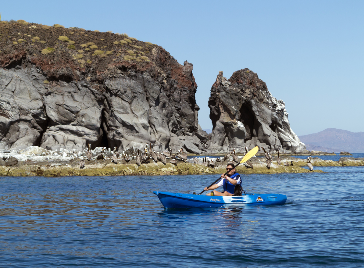 Guided kayaking adventure in Baja California Sur.