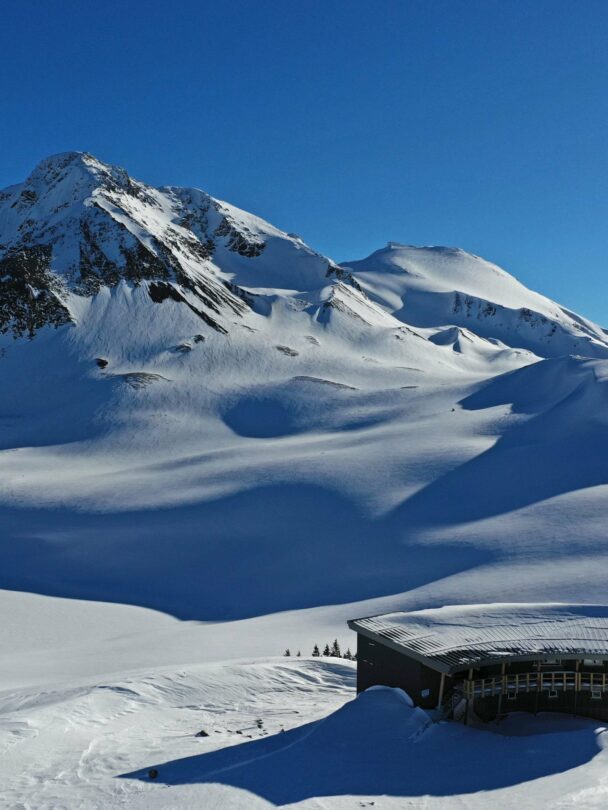 Backcountry skiing at the Kees and Clair Hut