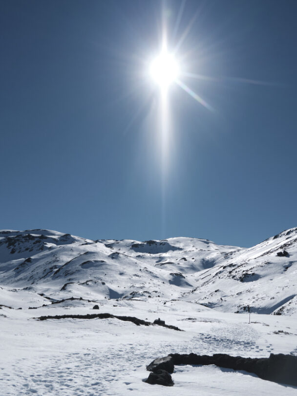 Backcountry skiing in Chilean Patagonia.