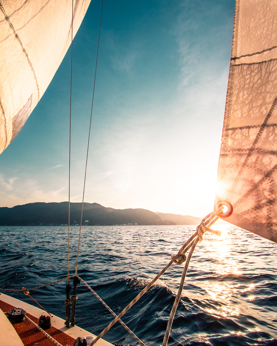 Sailing on a clear, sunny afternoon