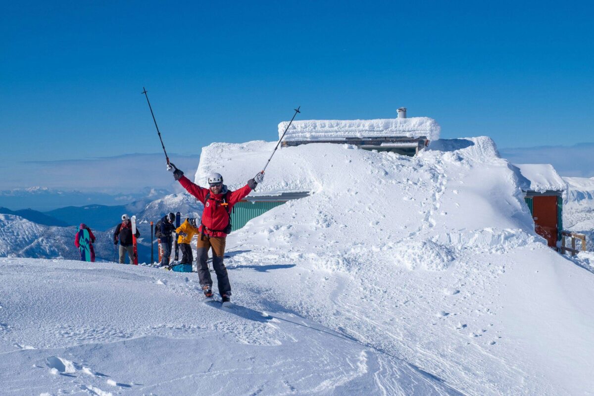 One happy skier at the hut.