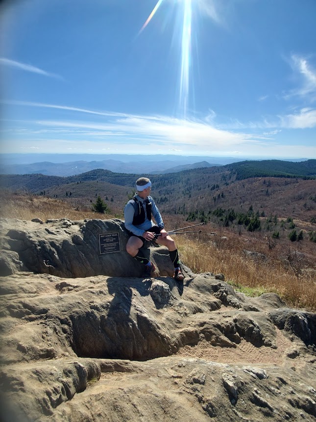 Runner taking a break at the Art Loeb Trail.