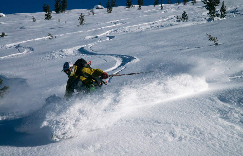 A skier carving some turns