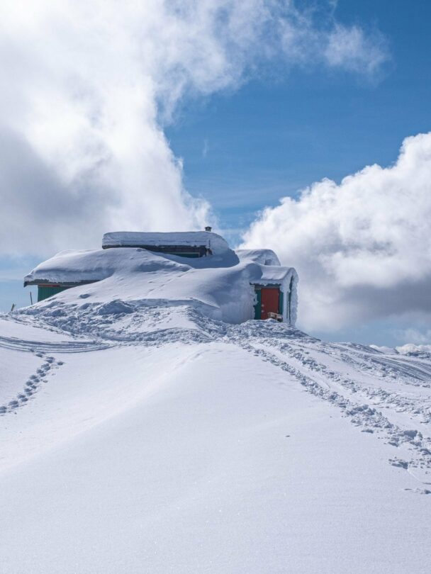 Backcountry skiing at the Haberl Hut.