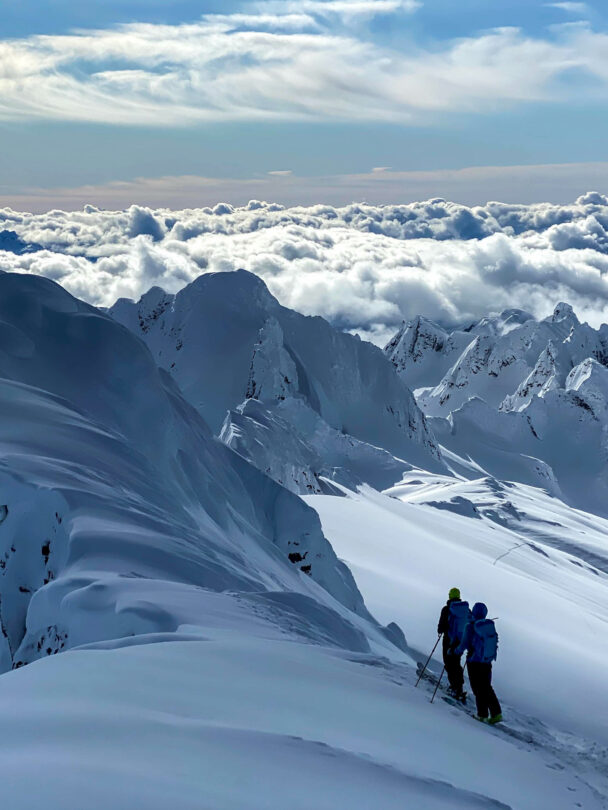 Backcountry skiing at the Haberl Hut.