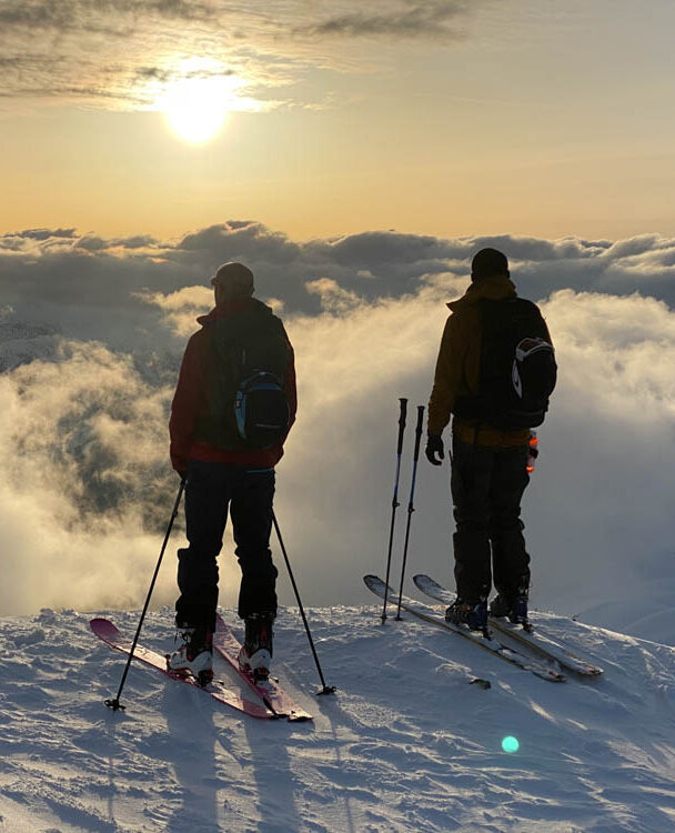 Backcountry skiing tour at the Harrison Hut