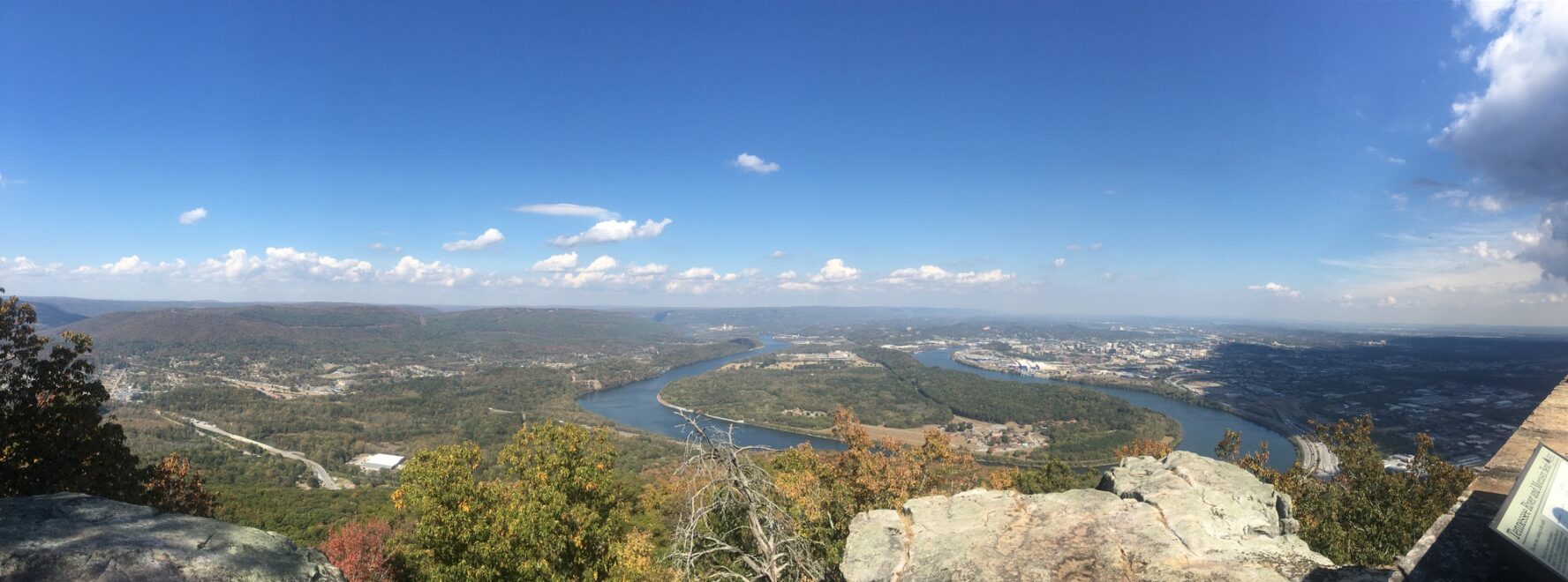 The view of downtown Chattanooga from Sunset Rock.