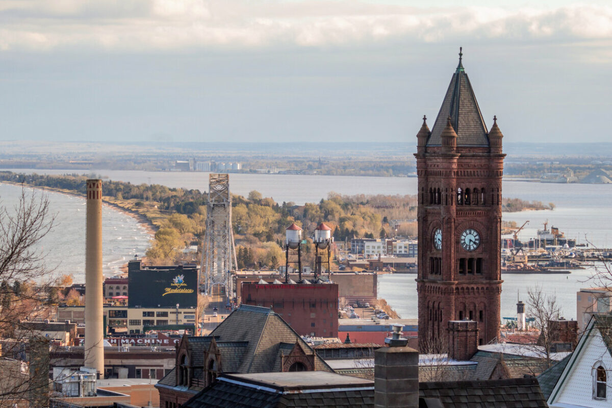 Aerial view of Duluth, MN.