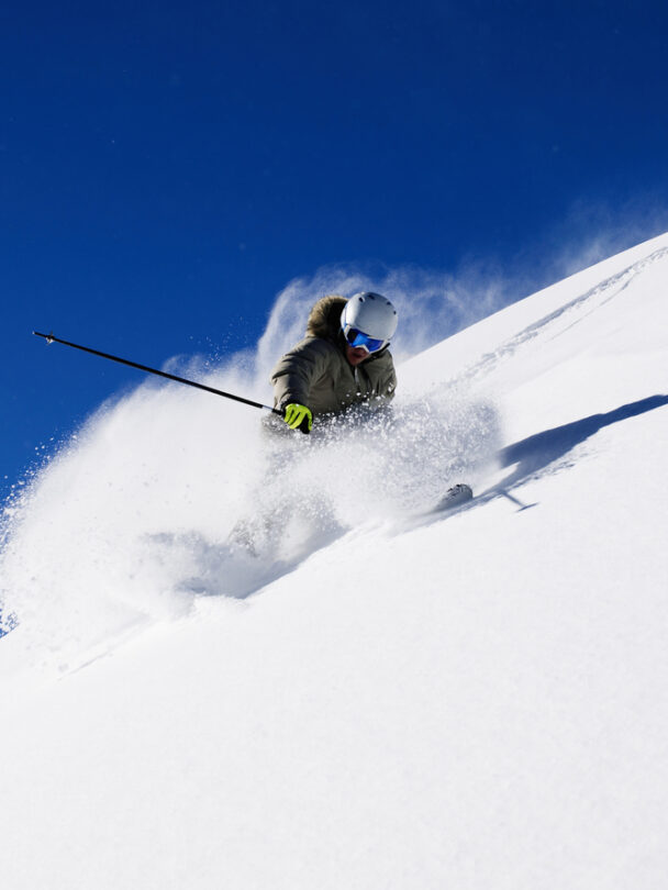 A backcountry skier watching landscapes in Iceland.