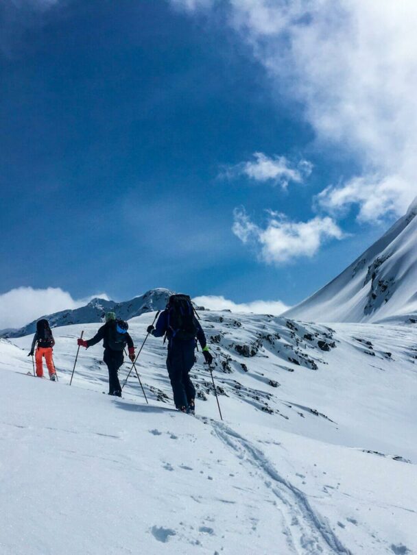 A backcountry skier watching landscapes in Iceland.