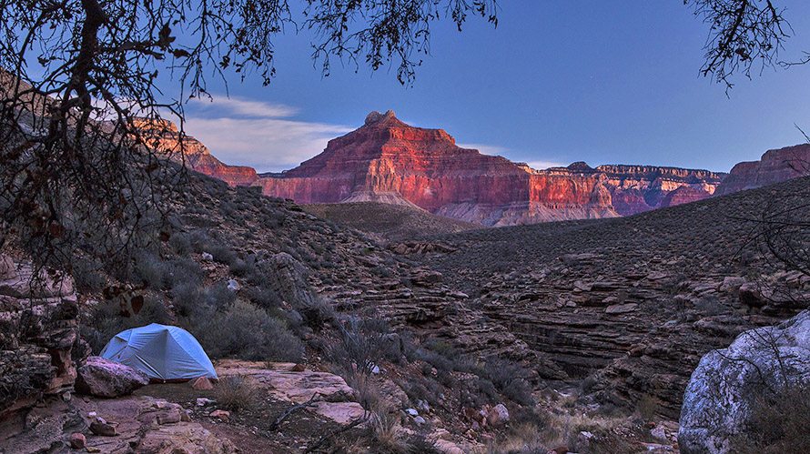 A campsite along the Hermit Trail in the Grand Canyon