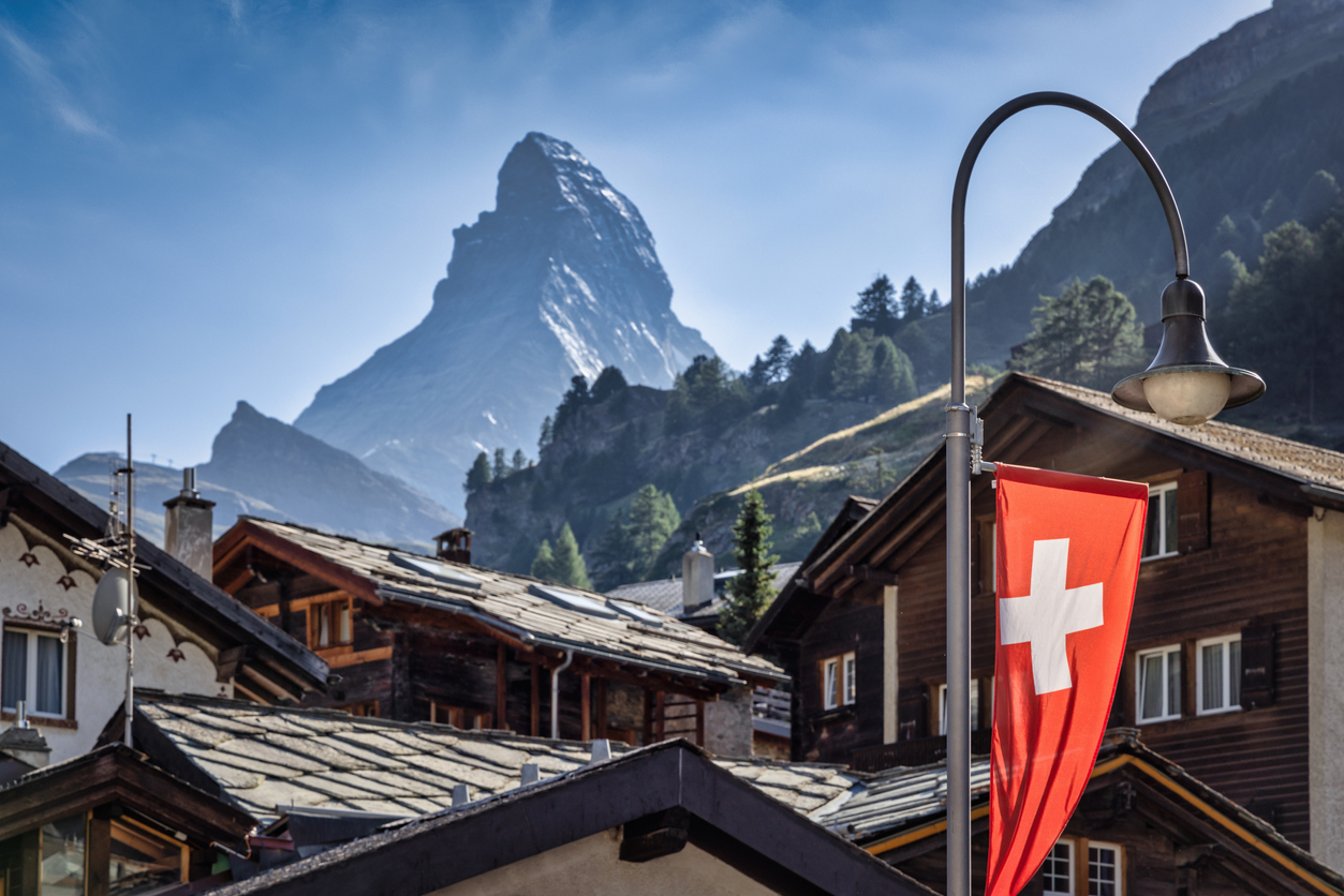 The town of Zermatt, below Matterhorn, the ending point of the Haute Route.