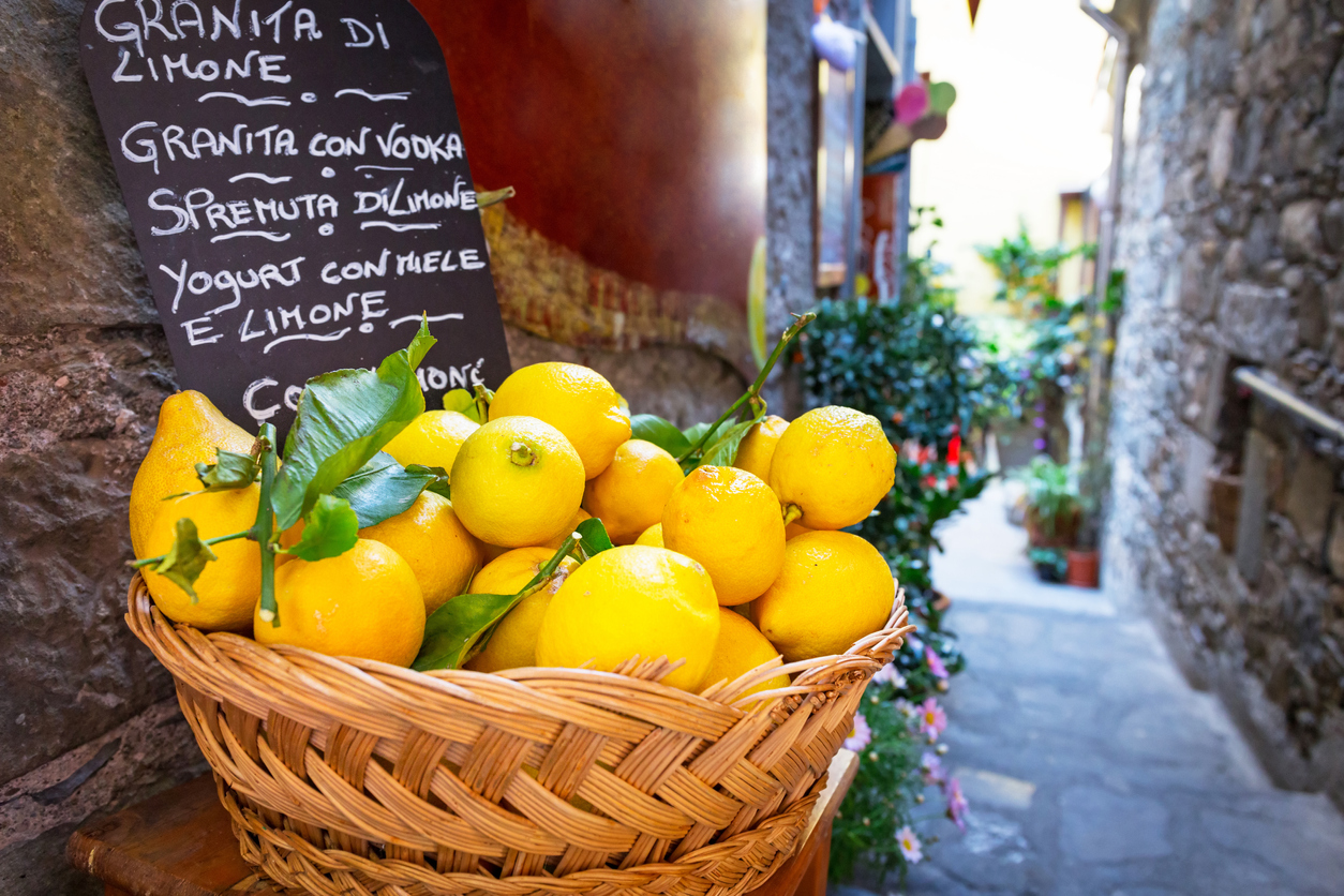 Basket of lemons in Cinque Terre