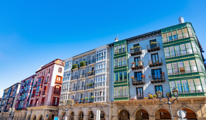 Vibrant facades in downtown Bilbao